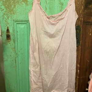 Unique Vintage Soft Pink Chemise with Lace Trim
